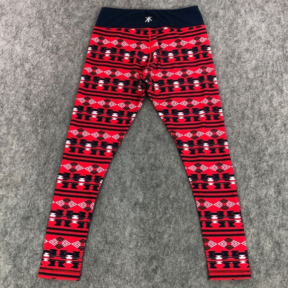 New England Patriots Womens Leggings Medium Red Blue Mid Rise Geometric Print - Picture 2 of 12